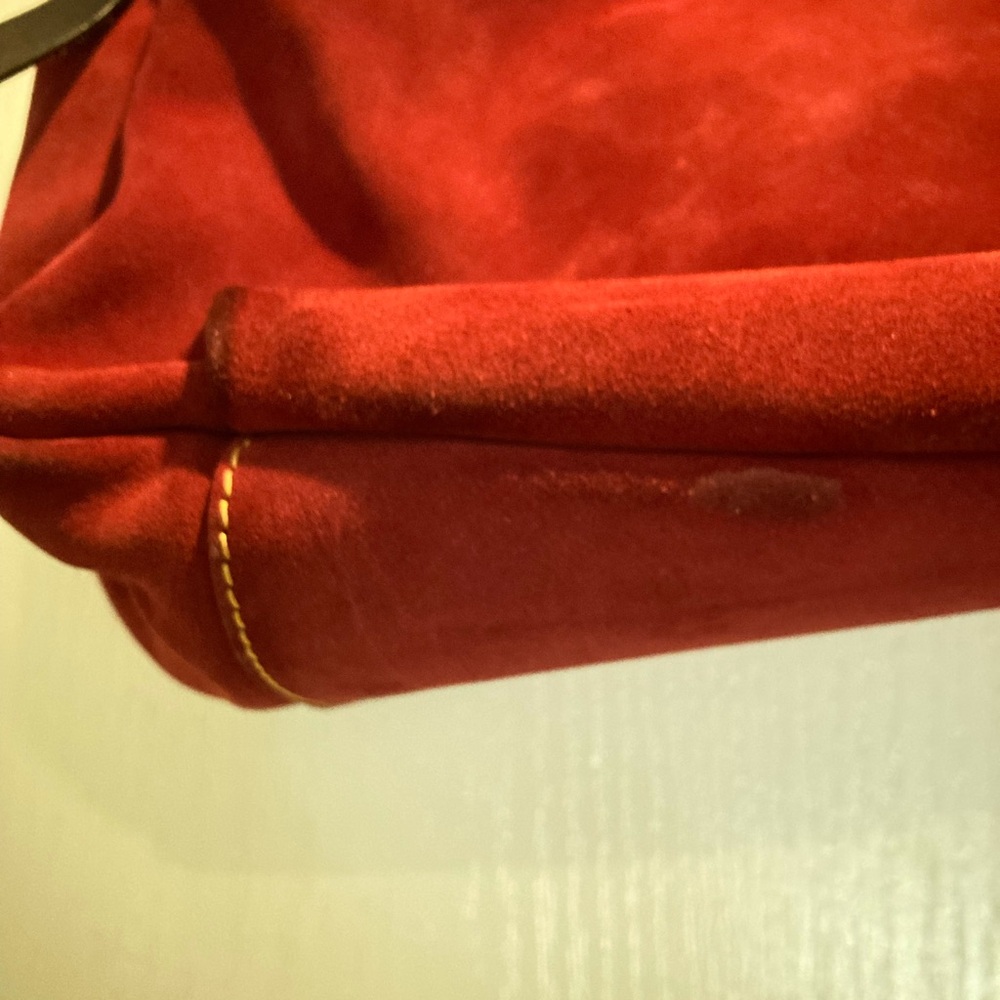 Red Suede Dooney & Bourke Shoulder Bag - Picture 6 of 9